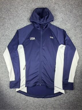 TYR Men’s Alliance Victory “USA” Warm Up Jacket, Team USA Size Large